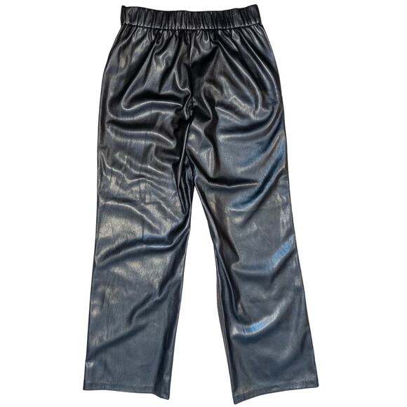 Anine Bing Koa Black Vegan Leather High Rise Wide Leg Pants Large - Picture 7 of 11